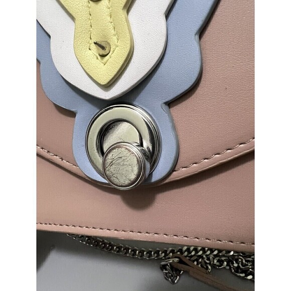 Zara TRF Light Pink Tan Crossbody Handbag Silver Chain Studded Purse Clutch - Picture 5 of 8
